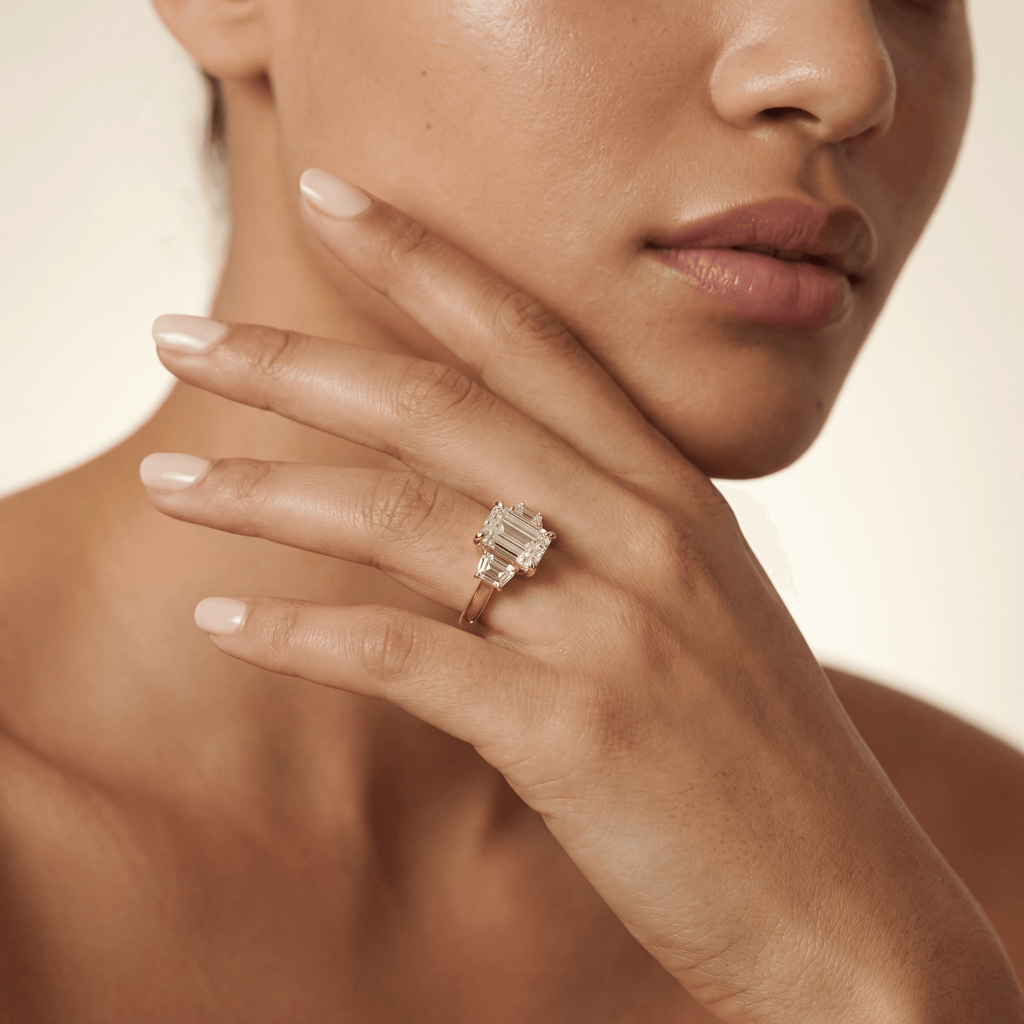 Emerald Three Stone Modern