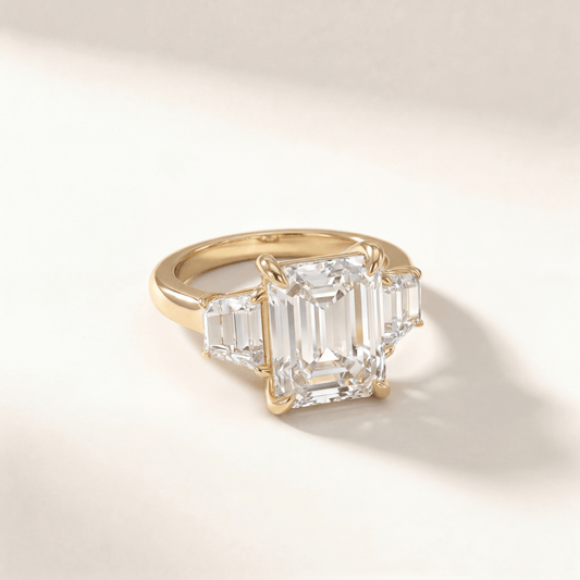 Emerald Three Stone Modern