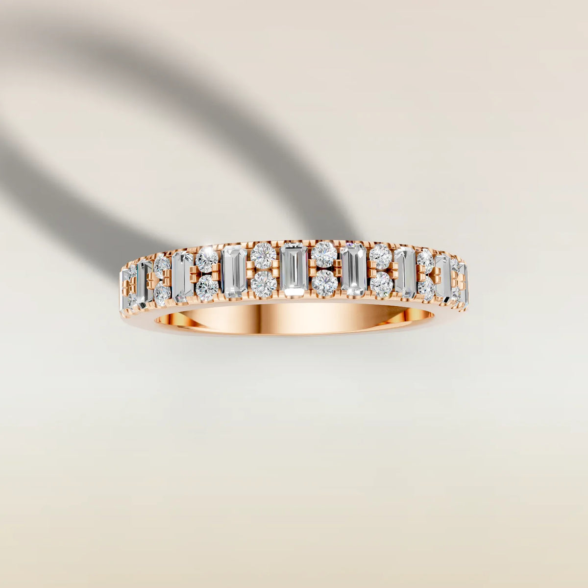 1317 - Emerald and Round Shaped Half Eternity Band, view 12