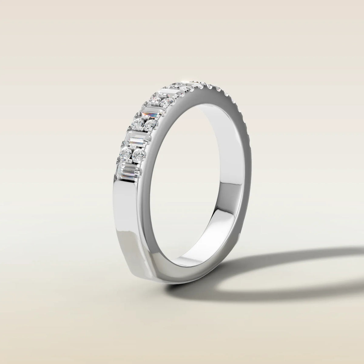 1317 - Emerald and Round Shaped Half Eternity Band, view 5