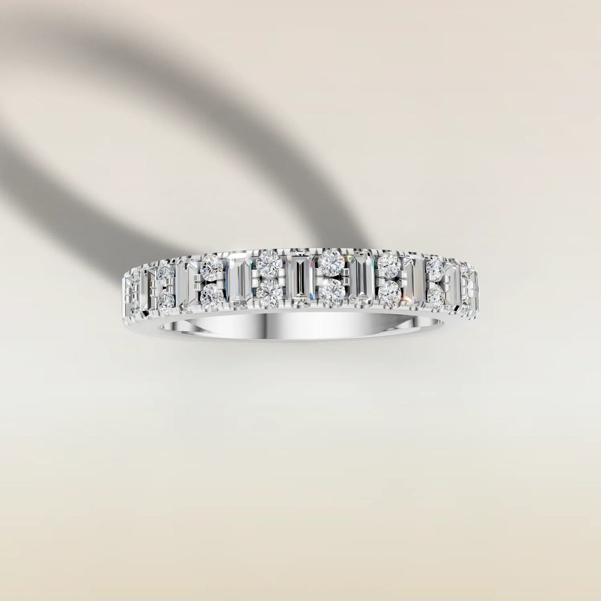 1317 - Emerald and Round Shaped Half Eternity Band, view 8