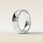 7mm Platinum Low Dome Half Hidden Pavé Diamond Wedding Band, view 5