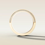 7mm Platinum Low Dome Half Hidden Pavé Diamond Wedding Band, view 2