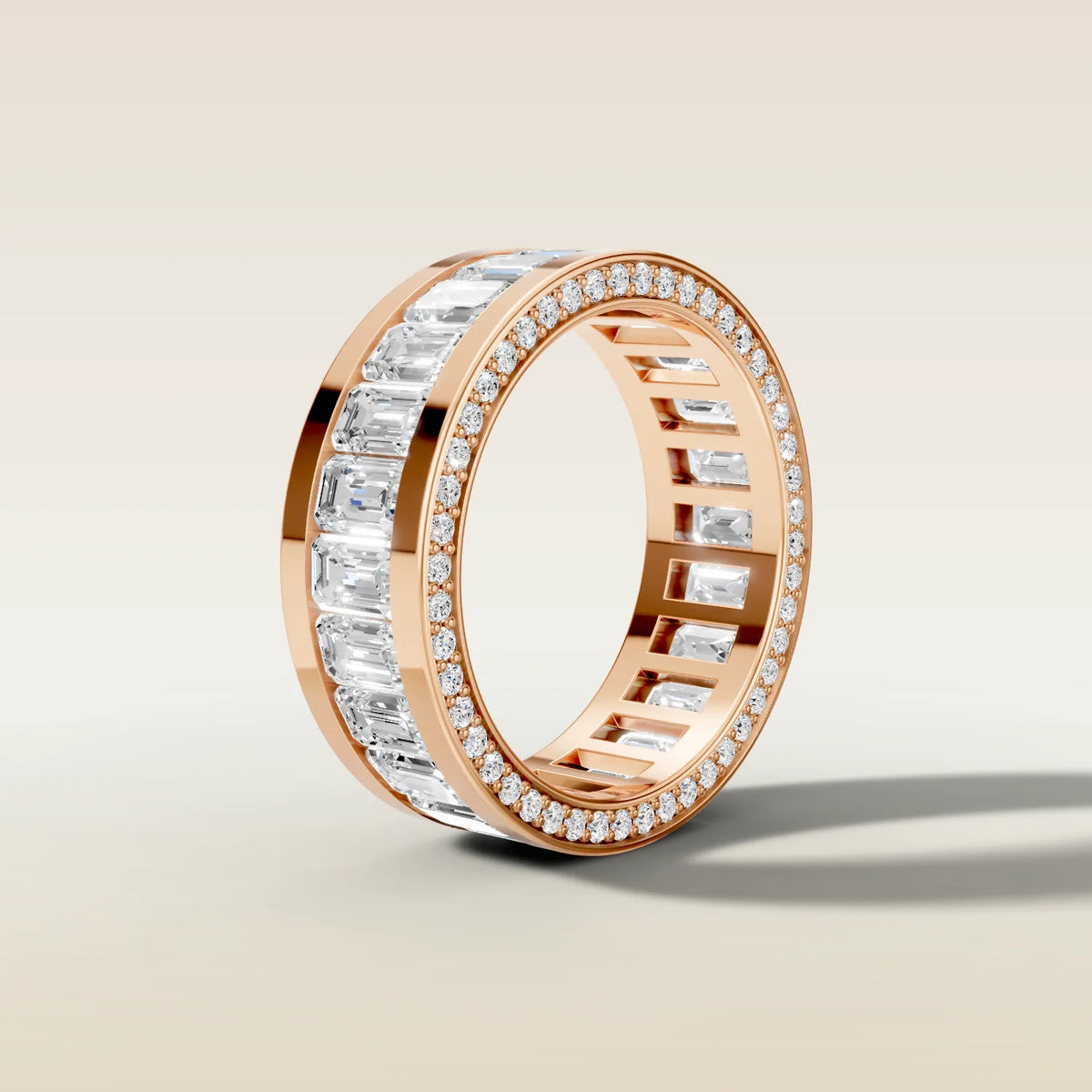 1550.2 - Channel Set Emerald Wedding Band, view 9