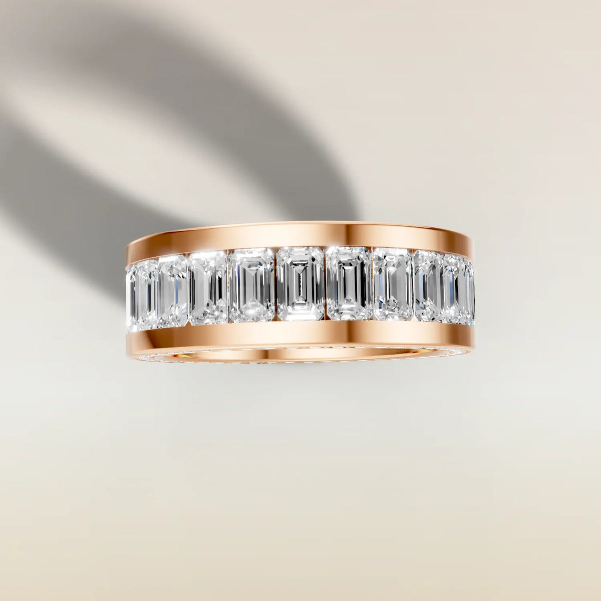 1550.2 - Channel Set Emerald Wedding Band, view 12