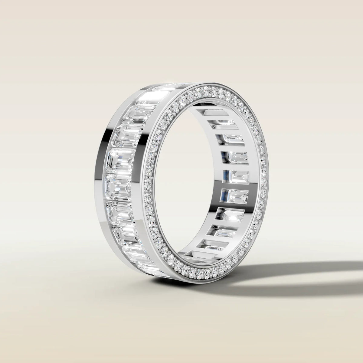 1550.2 - Channel Set Emerald Wedding Band, view 5