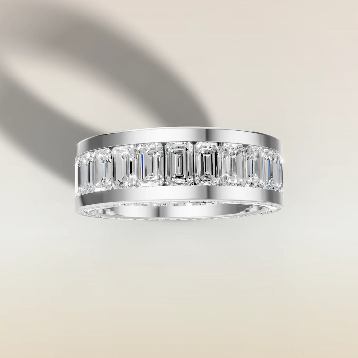 1550.2 - Channel Set Emerald Wedding Band, view 8