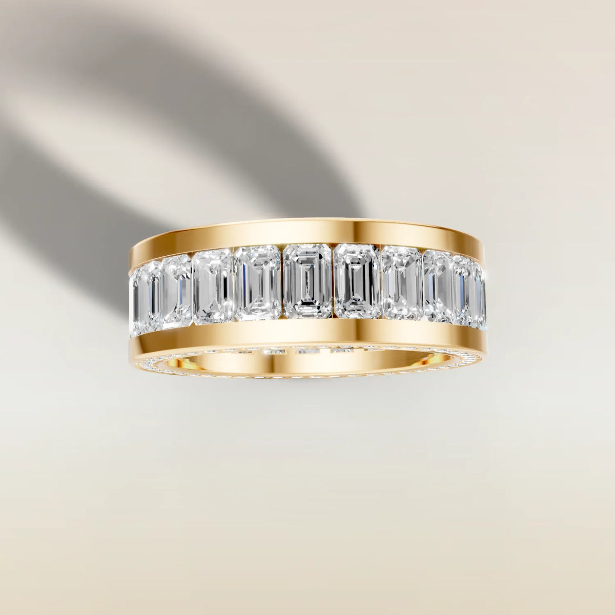 1550.2 - Channel Set Emerald Wedding Band, view 4