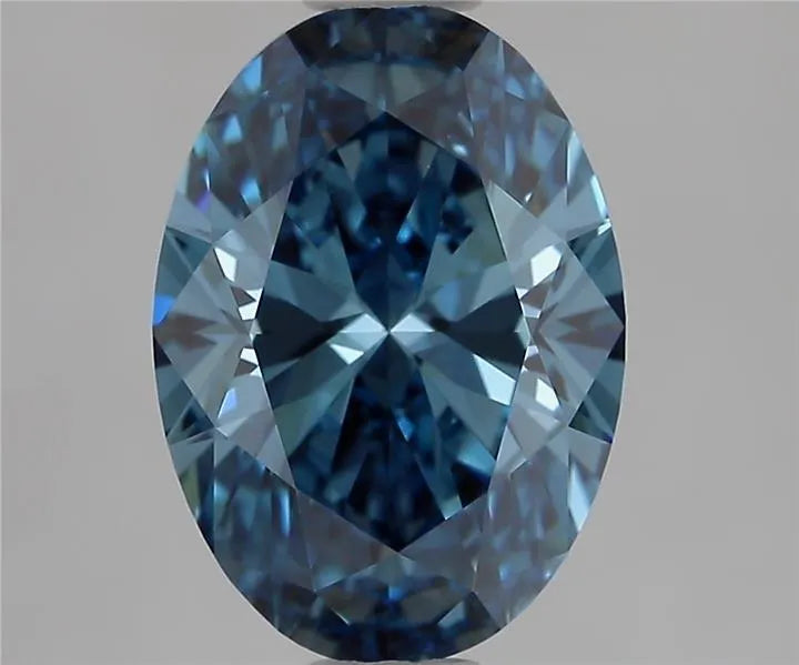 2.07ct Oval Lab Grown Diamond (Colour Fancy Vivid Blue, Clarity VVS2, IGI Certified)