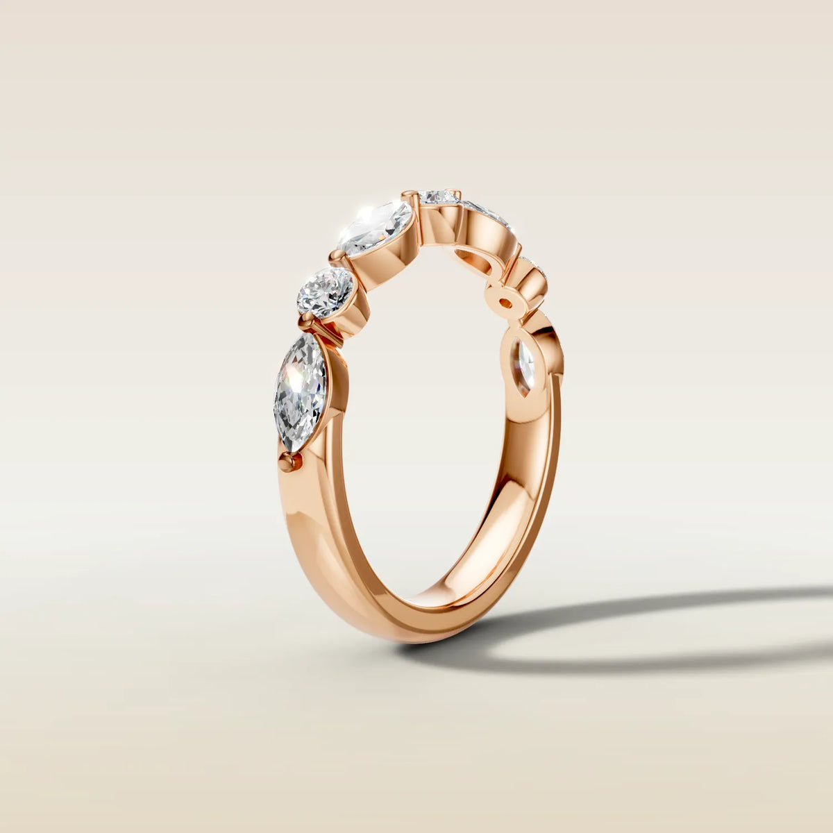692.2 - Marquise and Round Shaped Half Eternity Band, view 9