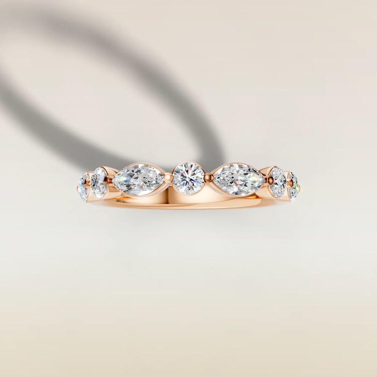 692.2 - Marquise and Round Shaped Half Eternity Band, view 12