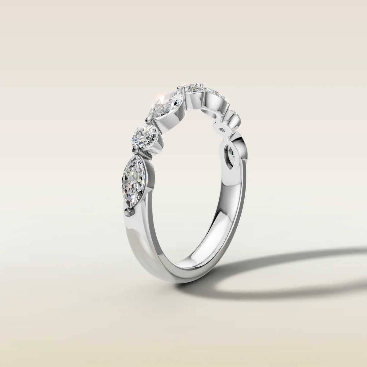 692.2 - Marquise and Round Shaped Half Eternity Band, view 5