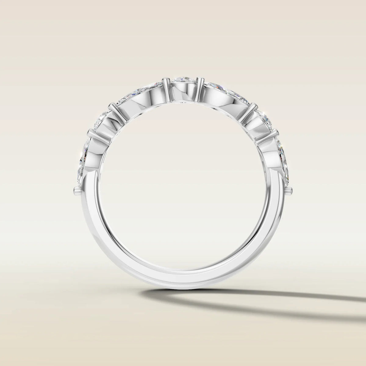 692.2 - Marquise and Round Shaped Half Eternity Band, view 6