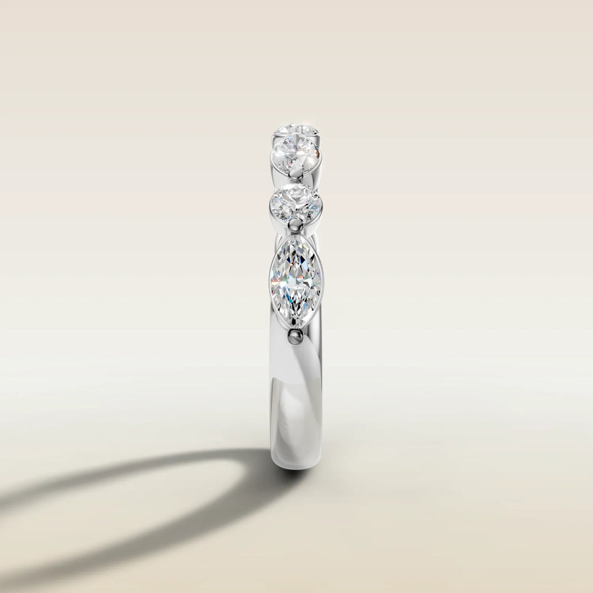 692.2 - Marquise and Round Shaped Half Eternity Band, view 7