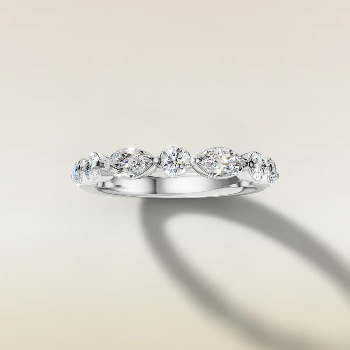 692.2 - Marquise and Round Shaped Half Eternity Band, view 8