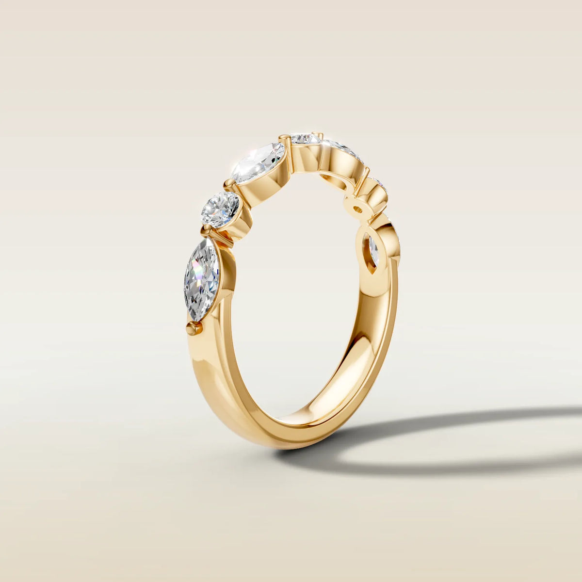 692.2 - Marquise and Round Shaped Half Eternity Band, view 1