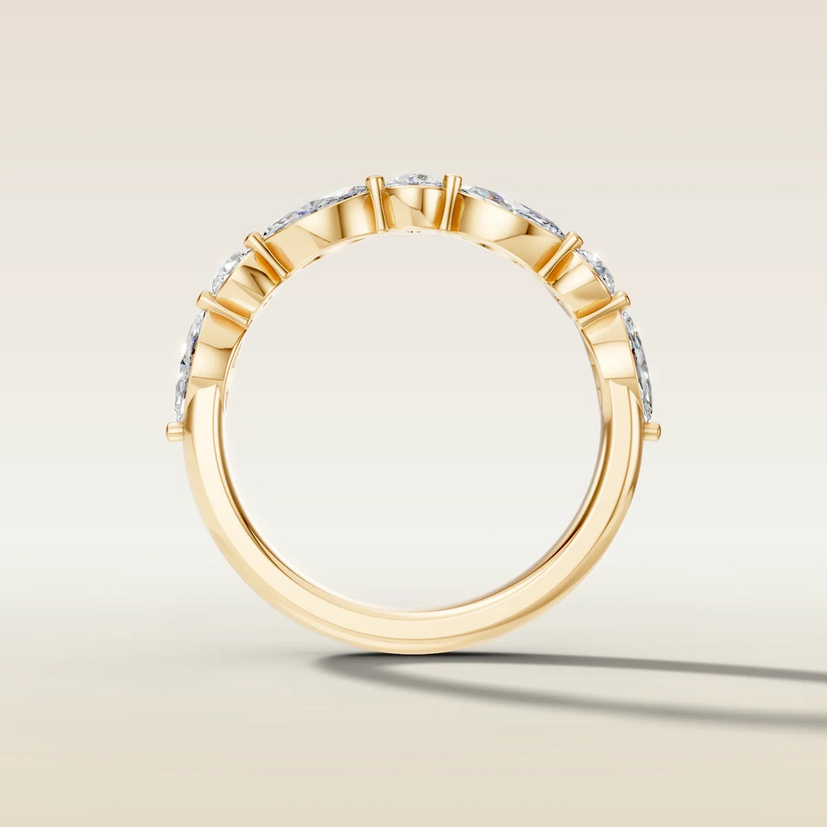 692.2 - Marquise and Round Shaped Half Eternity Band, view 2