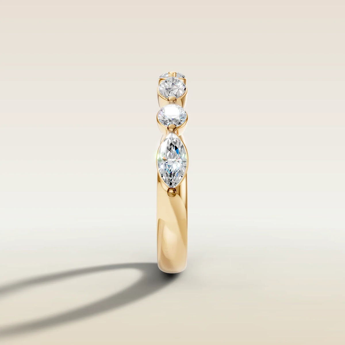 692.2 - Marquise and Round Shaped Half Eternity Band, view 3