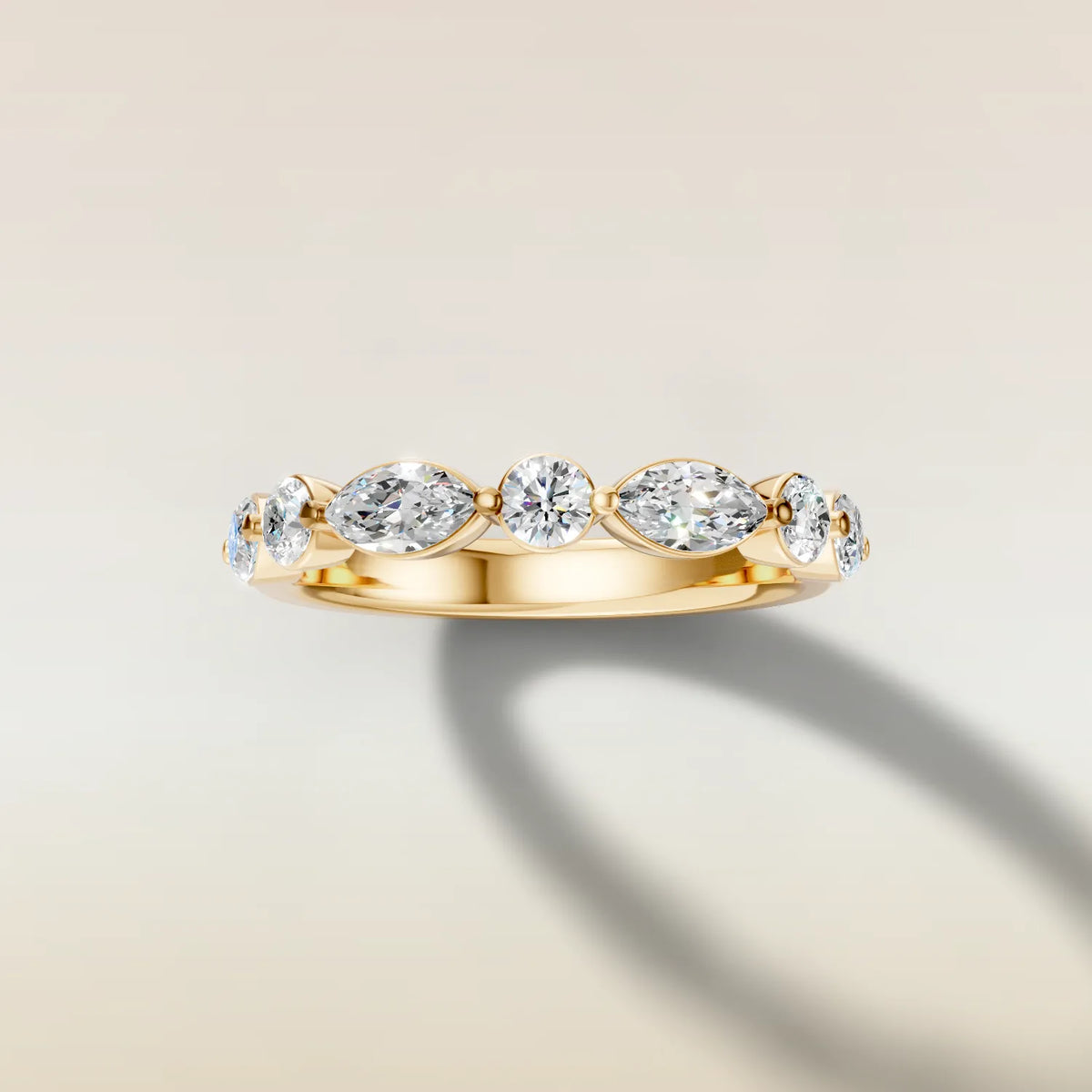 692.2 - Marquise and Round Shaped Half Eternity Band, view 4