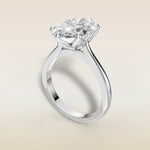 Oval Tulip Six Petal engagement ring in white gold, angled view