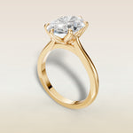 Oval Tulip Six Petal engagement ring in yellow gold