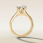 Oval Tulip Six Petal engagement ring in yellow gold