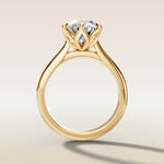 Oval Tulip Six Petal engagement ring in yellow gold, front view