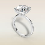 Round Classic Solitaire engagement ring in white gold, angled view
