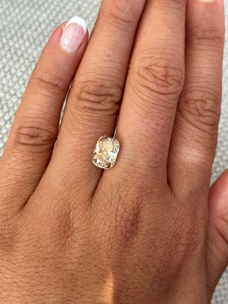 3.03ct cushion champagne diamond, Q-R colour VVS2, loose stone at Smiro Studio Toronto