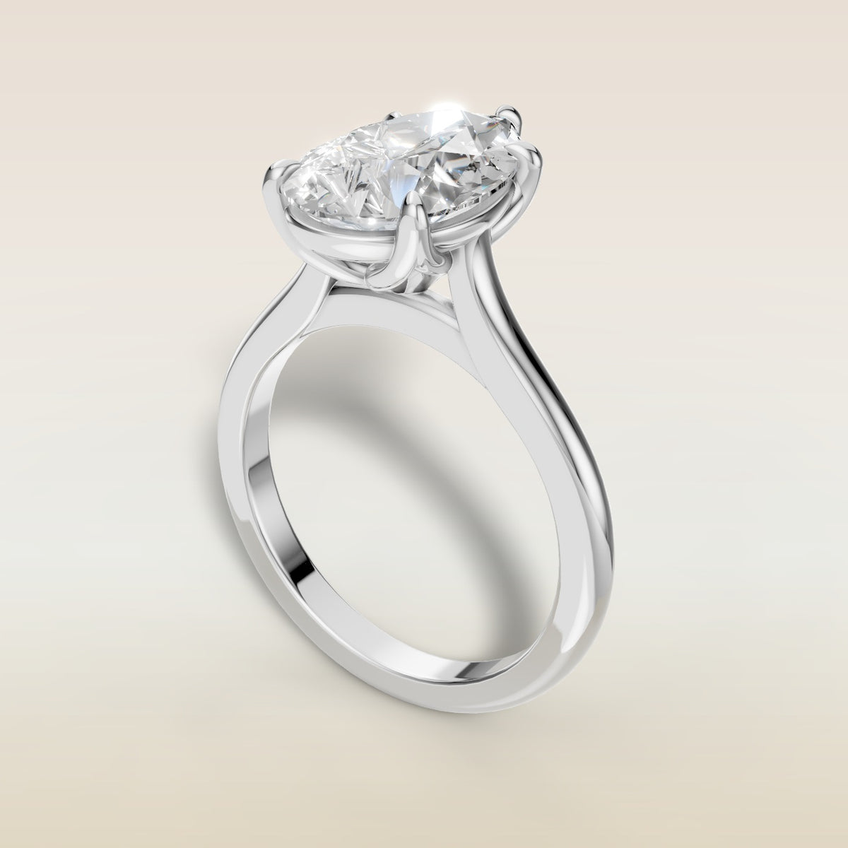 Pear Tulip Classic engagement ring in white gold, angled view