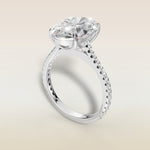 Oval Tulip Classic Pave engagement ring in white gold, angled view
