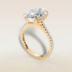 Oval Tulip Classic Pave engagement ring in yellow gold