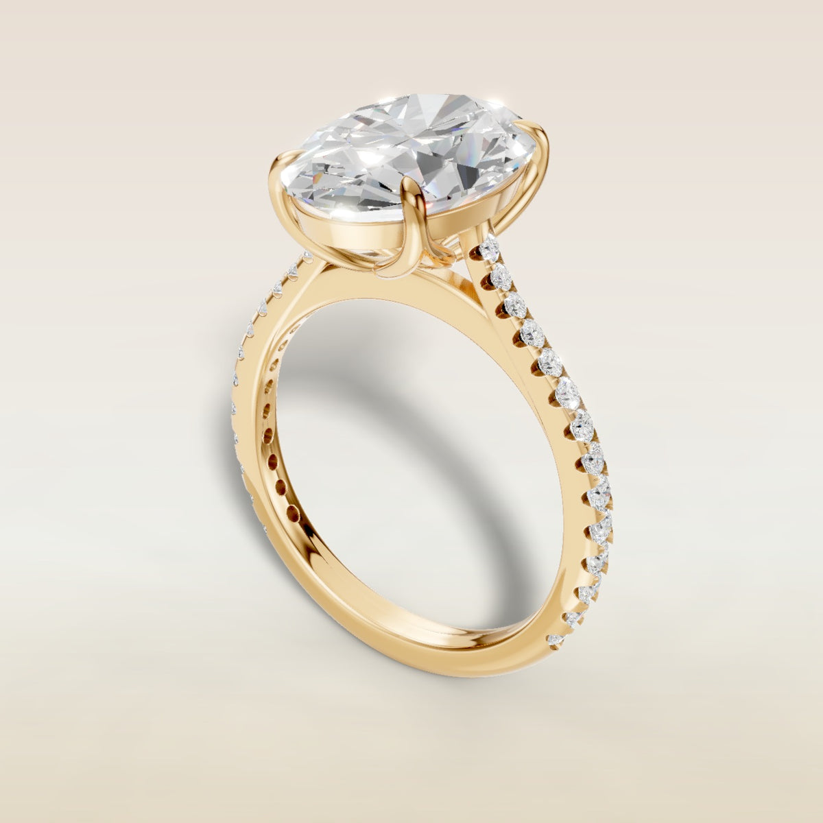 Oval Tulip Classic Pave engagement ring in yellow gold
