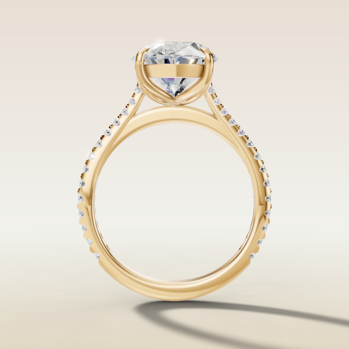 Oval Tulip Classic Pave engagement ring in yellow gold