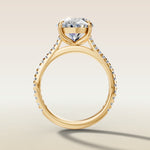 Oval Tulip Classic Pave engagement ring in yellow gold, front view