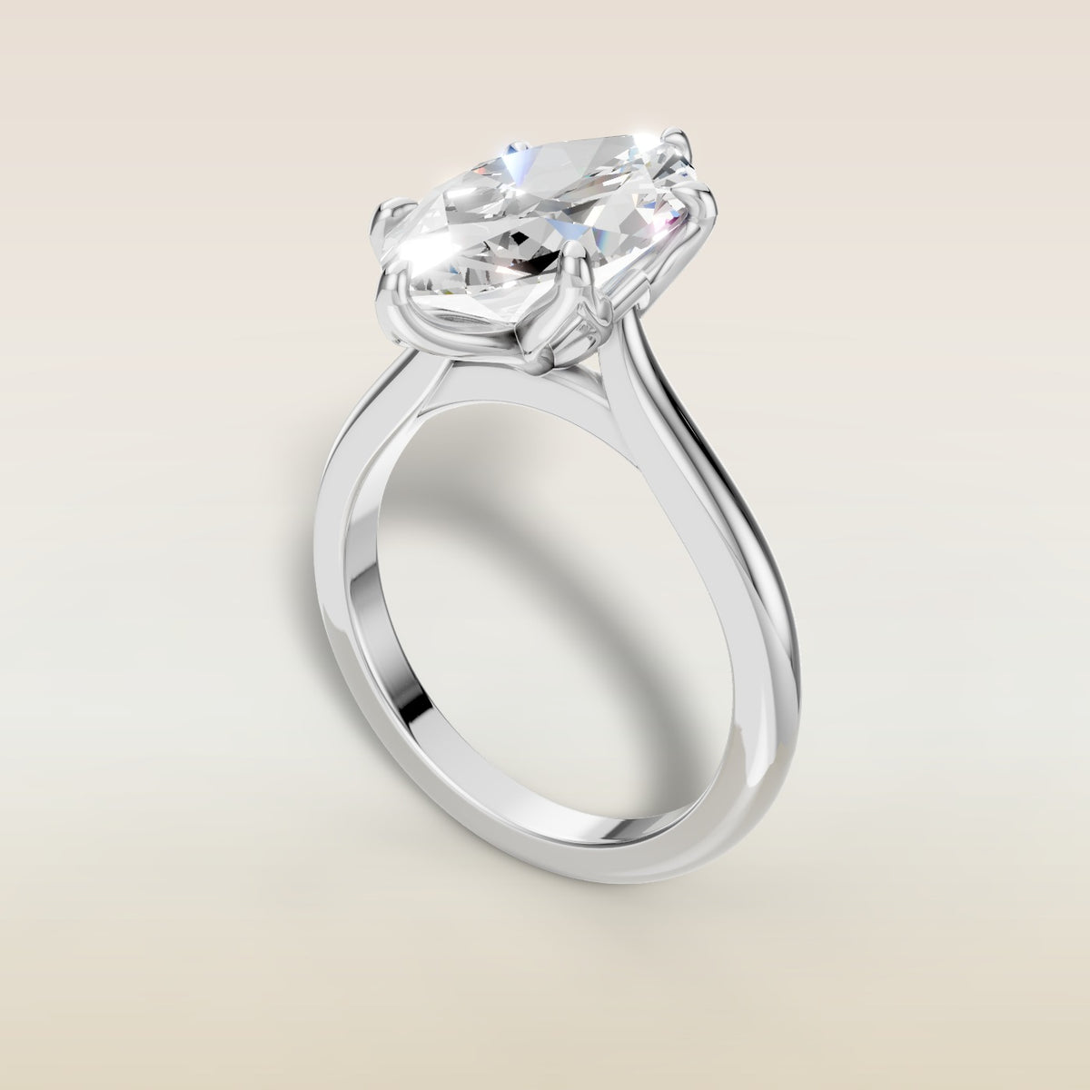 Marquise Tulip Six Petal engagement ring in white gold, angled view