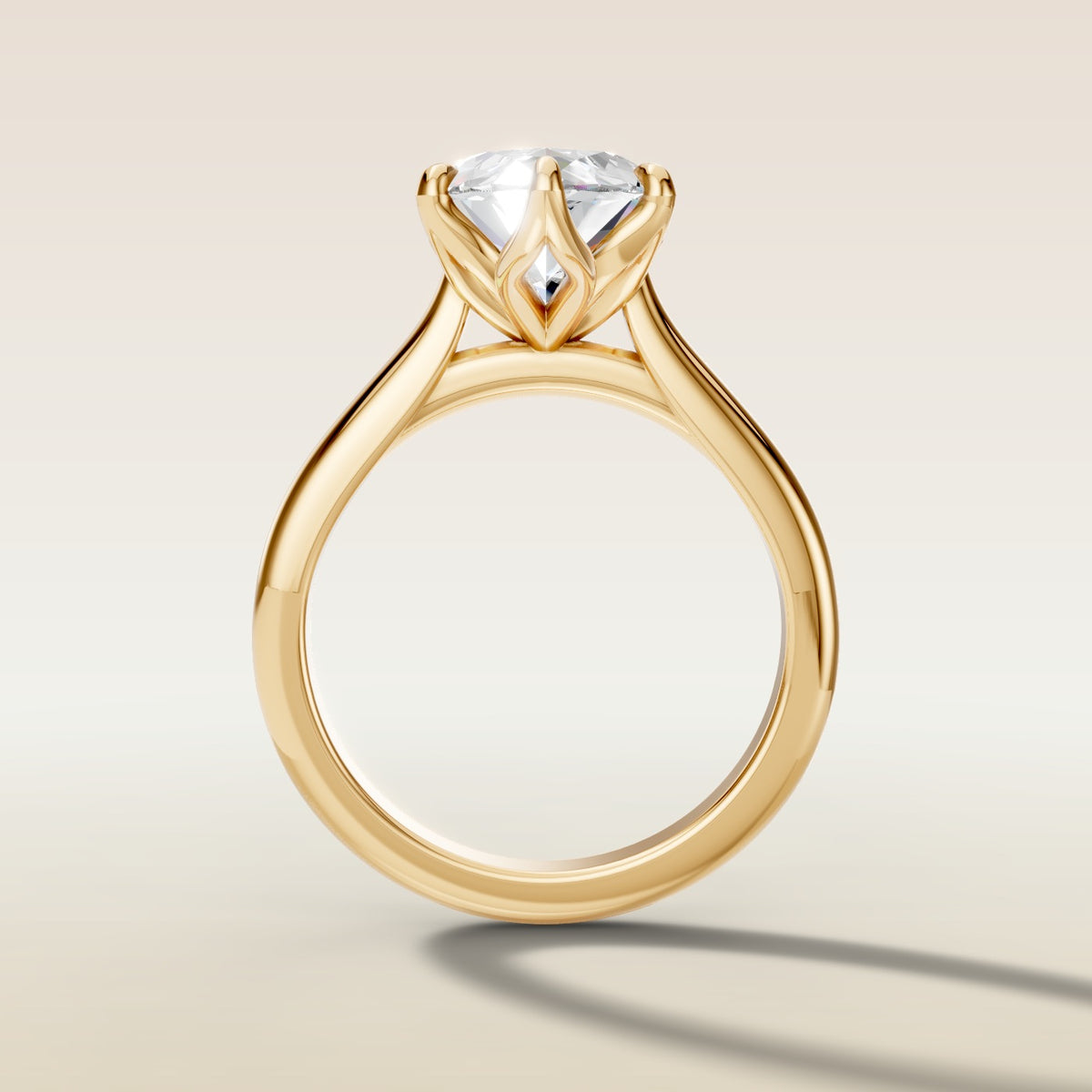 Marquise Tulip Six Petal engagement ring in yellow gold, front view
