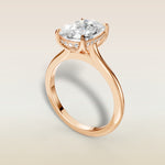 Cushion Tulip with Hidden Halo engagement ring in rose gold, angled view