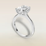 Cushion Tulip with Hidden Halo engagement ring in white gold, angled view