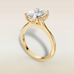 Cushion Tulip with Hidden Halo engagement ring in yellow gold, angled view