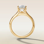 Cushion Tulip with Hidden Halo engagement ring in yellow gold, front view