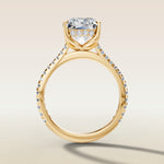 Radiant Tulip Hidden Halo Pave engagement ring in yellow gold, front view