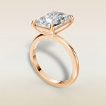 Radiant Classic Solitaire engagement ring in rose gold, angled view