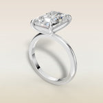 Radiant Classic Solitaire engagement ring in white gold, angled view