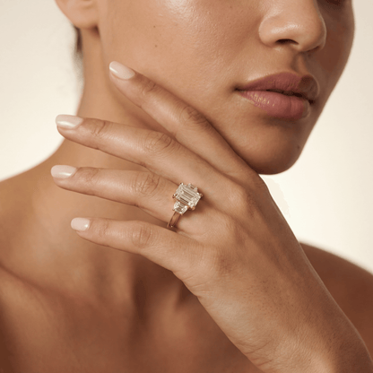 Emerald Three Stone Modern