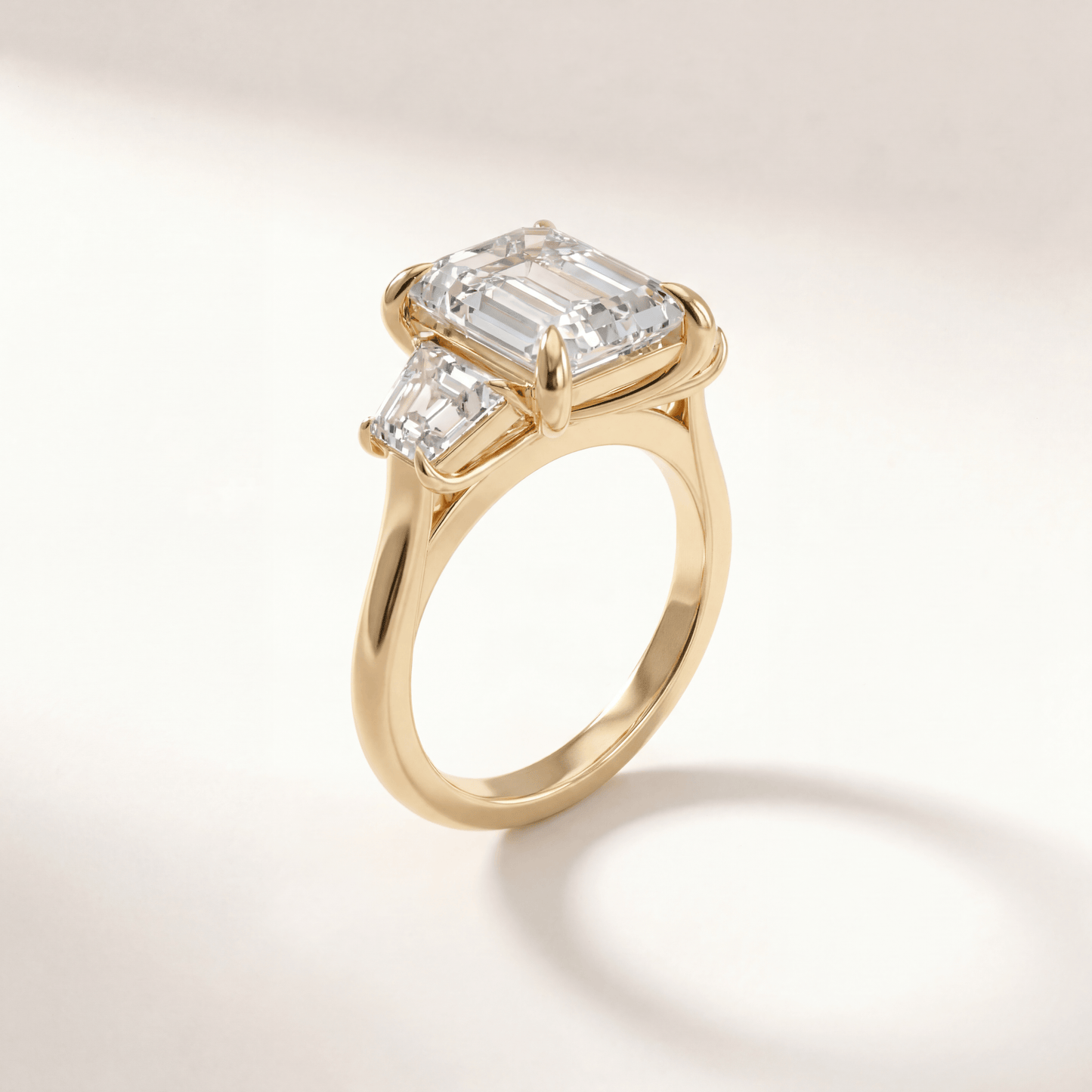 Emerald Three Stone Modern