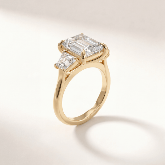 Emerald Three Stone Modern