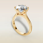 Round Tulip Six Petal engagement ring in yellow gold, angled view