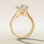 Round Tulip Six Petal engagement ring in yellow gold, front view