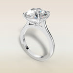 Round Classic Cathedral engagement ring in white gold, angled view